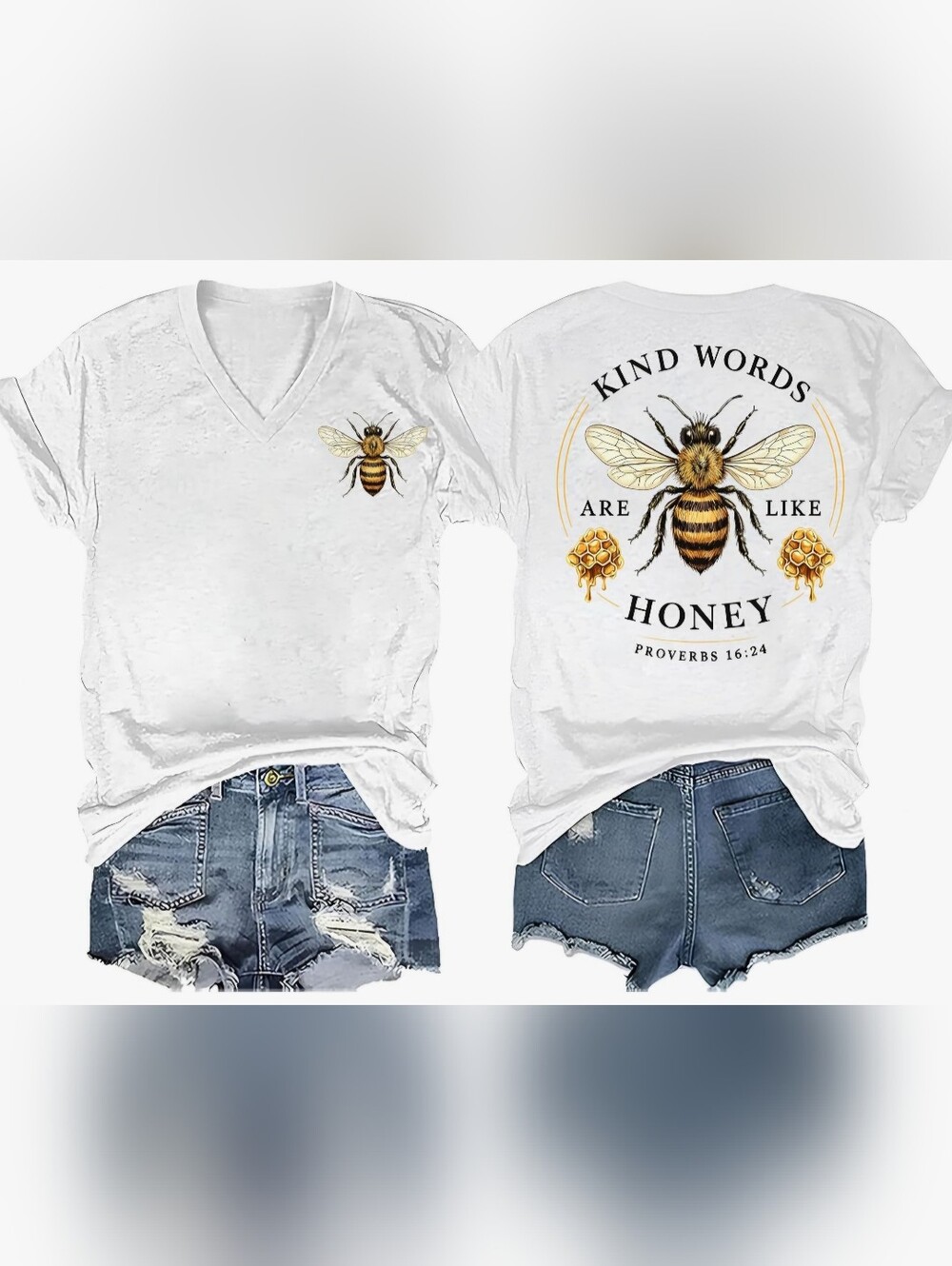 Kind Words Are Like Honey Bee T-Shirt, Unisex, M, NWT, White
